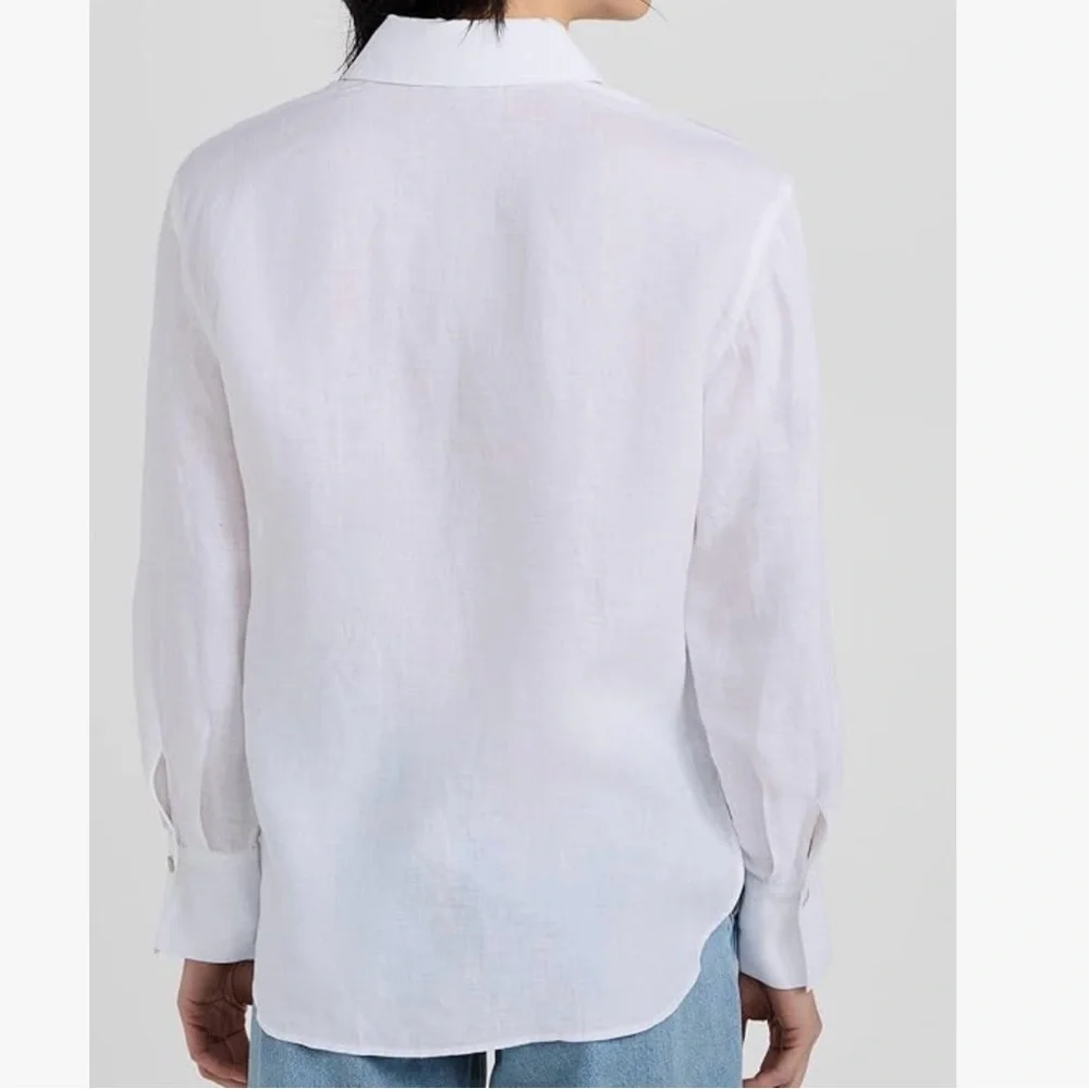 Vince Classic White linen blend Button-Up Shirt size M - Picture 3 of 16